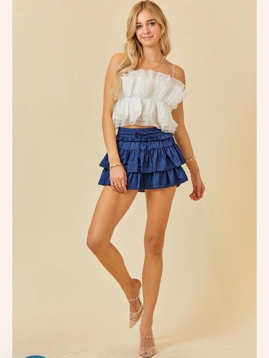 Day + Moon Dresses & Skirts - 2 for $30 sale: NWT day + moon navy blue silky smocked waist ruffled shorts - M